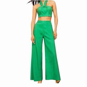 Gianni Bini Kelly Green Linen Blend wide leg pants, size 4, NWT, zip front